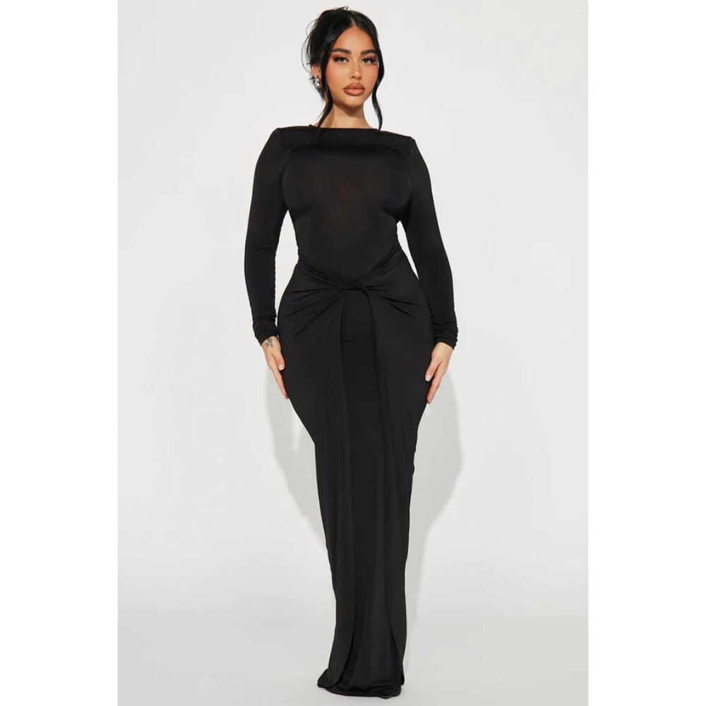 Fashion Nova Catarina Slick Maxi Dress - Black XL